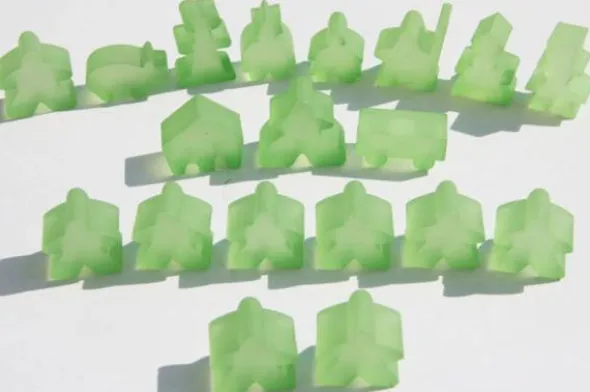 Carcassonne: Meeple - komplettes Spielfiguren-Set (19 Figuren) FROZEN Hellgrün