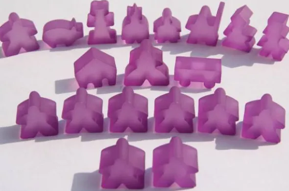 Carcassonne: Meeple - komplettes Spielfiguren-Set (19 Figuren) FROZEN Lila