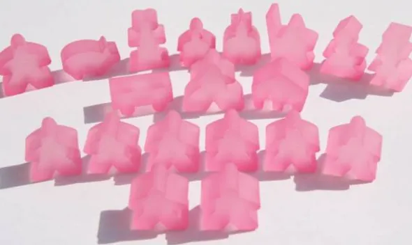 Carcassonne: Meeple - komplettes Spielfiguren-Set (19 Figuren) FROZEN Rosa