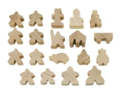 Carcassonne: Meeple - komplettes Spielfiguren-Set (19 Figuren) HOLZ Natur