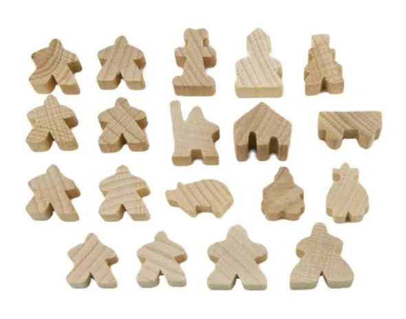 Carcassonne: Meeple - komplettes Spielfiguren-Set (19 Figuren) HOLZ Natur