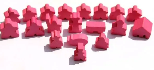 Carcassonne: Meeple - komplettes Spielfiguren-Set (19 Figuren) HOLZ Pink