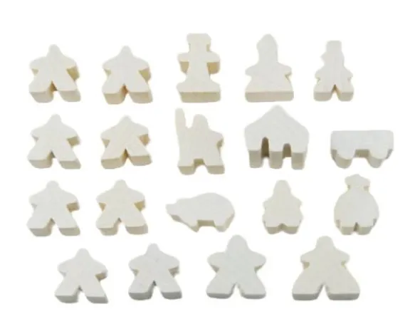 Carcassonne: Meeple - komplettes Spielfiguren-Set (19 Figuren) HOLZ Weiss