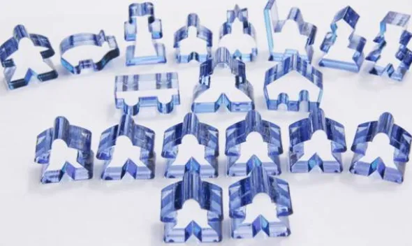 Carcassonne: Meeple - komplettes Spielfiguren-Set (19 Figuren) TRANSPARENT Blau