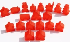 Carcassonne: Meeple - komplettes Spielfiguren-Set (19 Figuren) FROZEN Rot