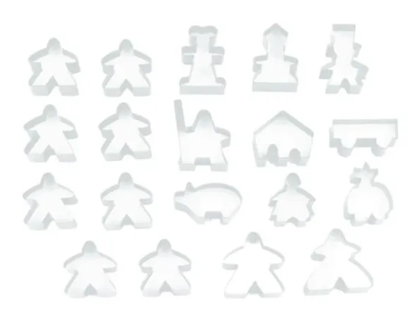 Carcassonne: Meeple - komplettes Spielfiguren-Set (19 Figuren) TRANSPARENT Farblos