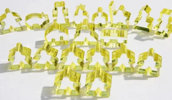 Carcassonne: Meeple - komplettes Spielfiguren-Set (19 Figuren) TRANSPARENT Gelb