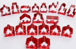 Carcassonne: Meeple - komplettes Spielfiguren-Set (19 Figuren) TRANSPARENT Rot