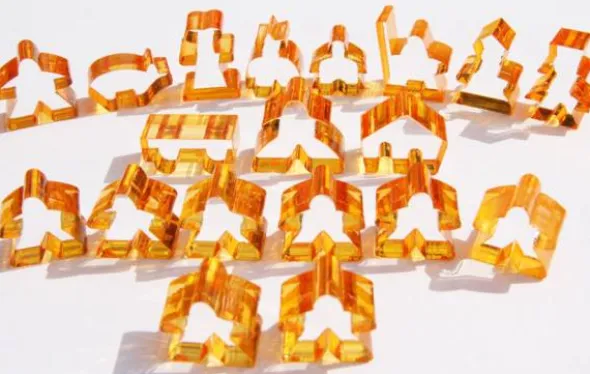 Carcassonne: Meeple - komplettes Spielfiguren-Set (19 Figuren) TRANSPARENT Orange