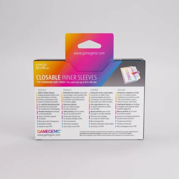 Closable Inner Sleeves 64mm x 89mm