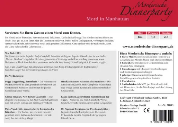 Mörderische Dinnerparty - Mord in Manhattan