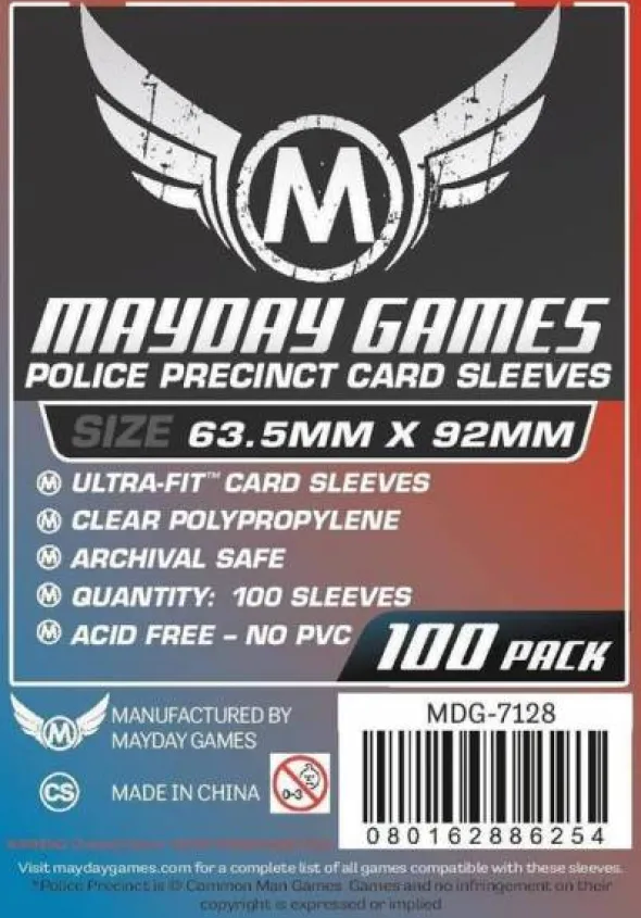 Police Precinct Card Sleeves (100pcs) 63,5mm x 92mm - 7128